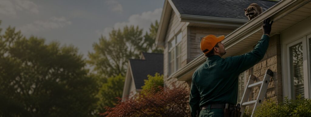 Wildlife Pro technician inspecting a home exterior for humane wildlife removal in Toronto and the GTA